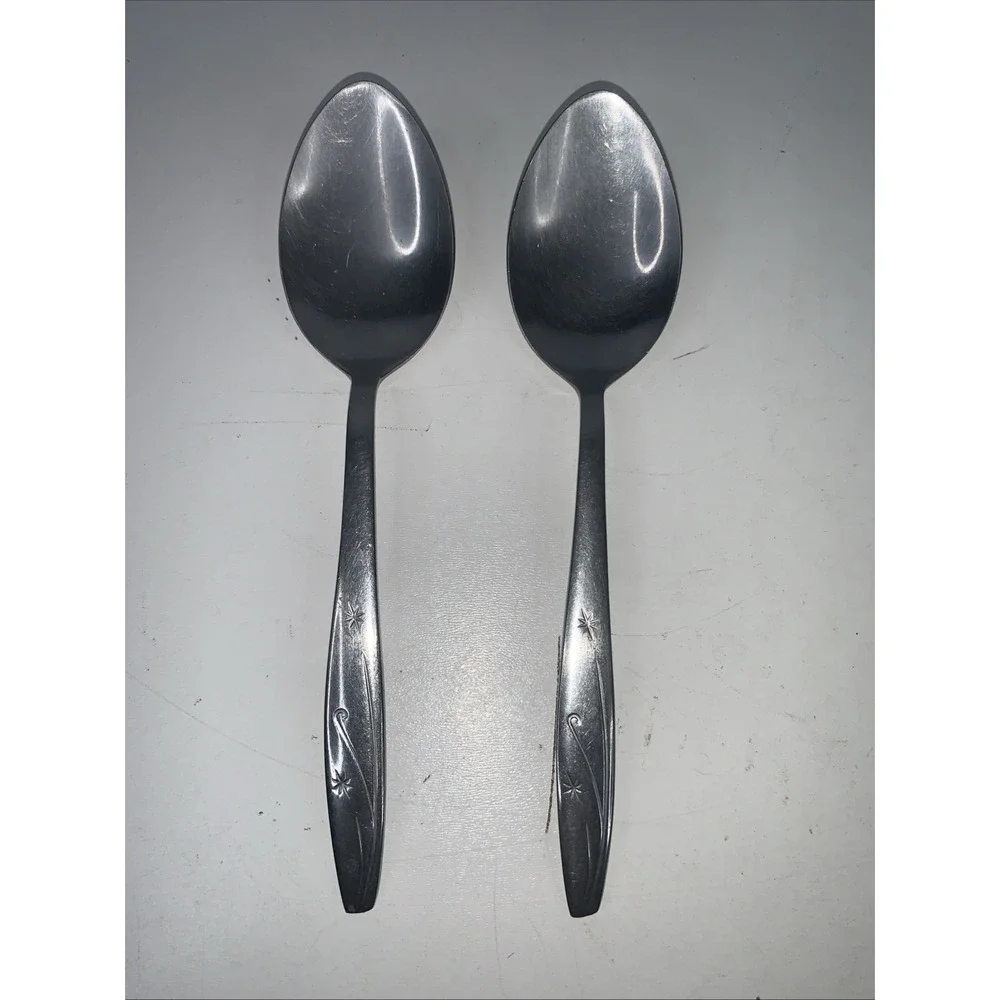 Hong Kong Stainless Atomic 2 Star Design Tea Spoons 2